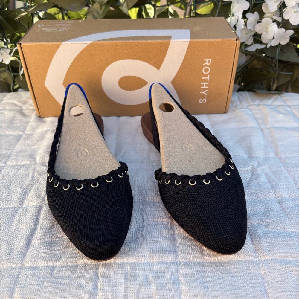 Rothy's Women's black Flats with Gold Accents